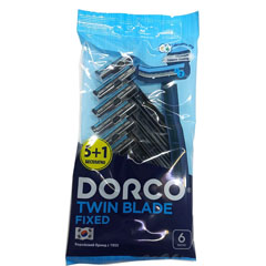 Бритвенный станок "DORCO" одноразовый мужской с 2 лезвиями, увлажняющая полоска 5 + 1 шт.(24)