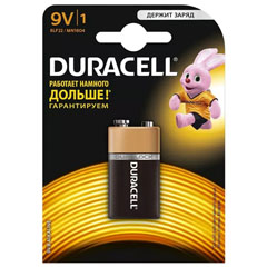Элемент питания "DURACELL" крона 6F22 блистер 1 шт. АКЦИЯ(12)