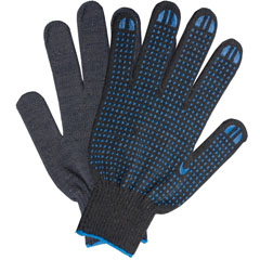 Перчатки "ХЛОПЧАТОБУМАЖНЫЕ" ПВХ 5-х нитка 10 класс черные 1 пара.(300)