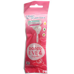 Бритвенный станок "DORCO EVE" одноразовый женский 4 лезвия, плавающая головка, увлажняющая полоска 1 шт.(10)