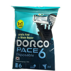 Бритвенный станок "DORCO PACE" одноразовый с 6 лезвиями, плавающая головка, увлажняющая полоска мужской 3 + 1 шт.(12)