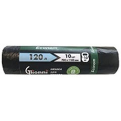 Мешки для мусора "GLIONNI ECONOM" ролик черные 10 мкр (до 10 кг) 120 литров 10 шт.(50)