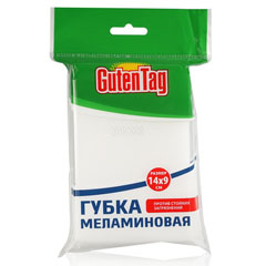 Губка "GUTEN TAG" для уборки меламиновая 14*9*3 см 1 шт.(25)