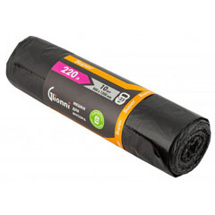 Мешки для мусора "GLIONNI SUPER" ролик черные 22 мкр (до 25 кг)  220 л 10 шт.(25)