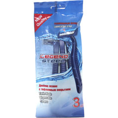 Бритвенный станок "LEGEND STEEL" одноразовый LS-S202L S с 2 лезвиями 3 шт.(300)