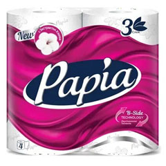 Бумага туалетная "PAPIA" 3-х слойная белая 4 шт.(14)
