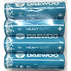 Элемент питания "DAEWOO HEAVY DUTY" солевые R06 пальчиковые 4 шт.(1)