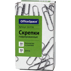 Скрепки канцелярские " СПЕЙС" 50 мм гофрированные 50 шт.(72)