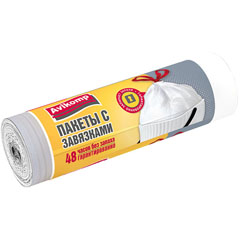 Мешки для мусора "АВИКОМП" с завязками белые рулон 35 литров 15 шт.(25)