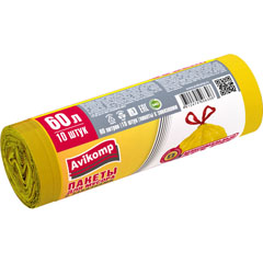 Мешки для мусора "АВИКОМП" с завязками рулон 60 литров 10 шт.(25)