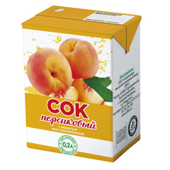 Сок  "ПЕРСИКОВЫЙ" ГОСТ с мякотью восстановленный тетра-пак 0,2 л.(27)