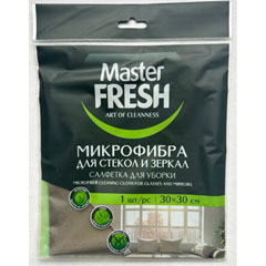 Салфетка "MASTER FRESH" из микрофибры для стекол и зеркал 30*30 1 шт.(50)