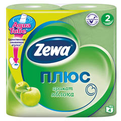 Бумага туалетная "ЗЕВА ПЛЮС" 2-х слойная яблоко 4 шт.(24)