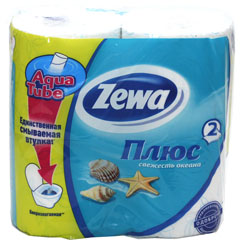 Бумага туалетная "ЗЕВА ПЛЮС" 2-х слойная свежесть океана 4 шт.(24)