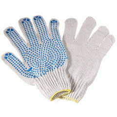 Перчатки ХБ с ПВХ 4-х нитка 10 класс белые 1 пара /в запайке 10 шт/.(500)