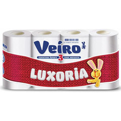 Бумага туалетная "VEIRO LUXORIA" 3-х слойная белая 8 шт.(6)
