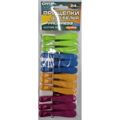 Прищепки бельевые "PROGRESS" пластиковые 24 шт.(1)